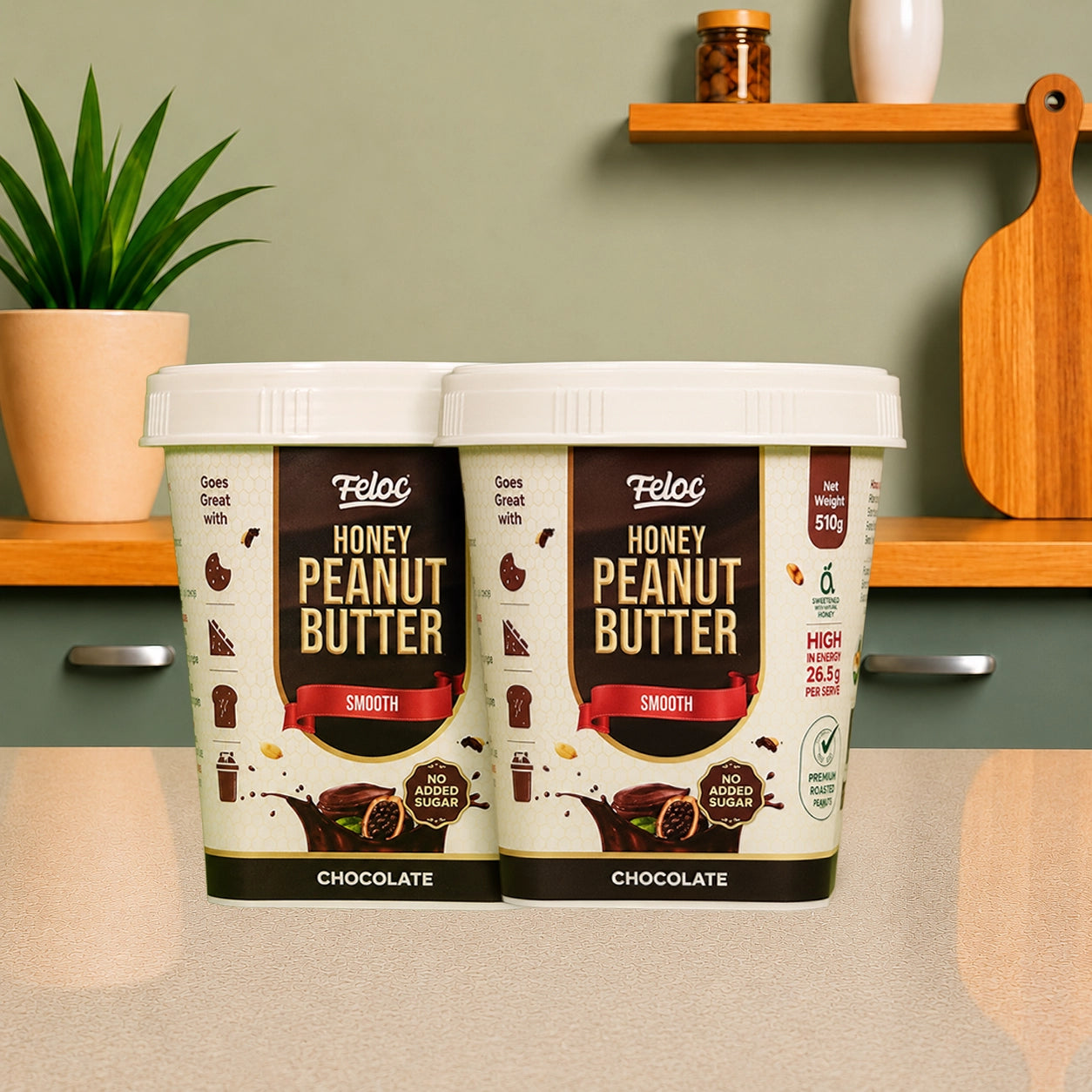 Feloc Duo Delight  Chocolate Honey —  510g + Crunchy 510g